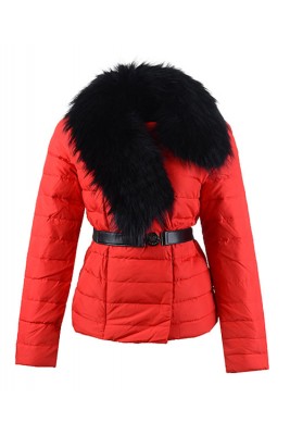 2016 Moncler Polygale Jacket Women Collar With Belt Red