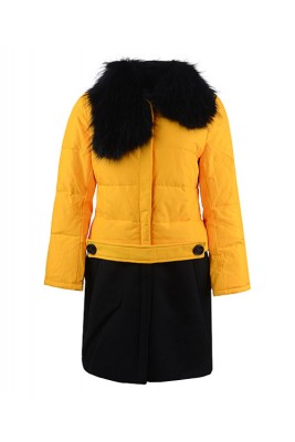 2016 Moncler Rongee Coat Women Detachable Fur Collar Yello