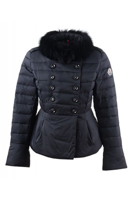 2016 Moncler Top Quality Womens Jackets Fur Collar Black