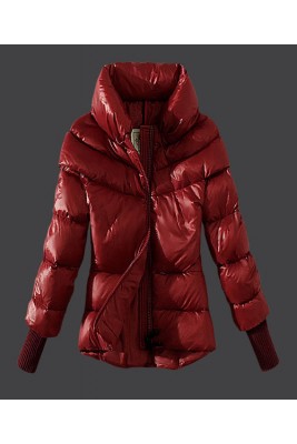 2016 Moncler Windproof Womens Jackets Stand Collar Red
