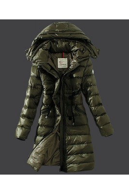 2016 Moncler Winter Down Coat Women Hooded Slim Army Green