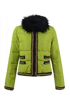 2016 Moncler Bergenie Jackets Womens Fur Collar Grass Gree