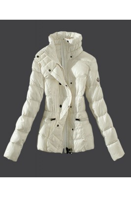 2016 Moncler Womens Down Jackets Stand Collar Slim White