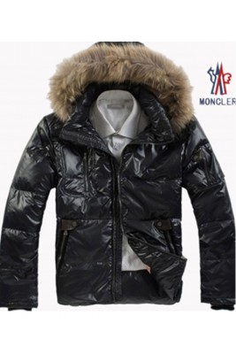 Moncler Down Jackets Mens Zip Raccoon Fur Collar  Black