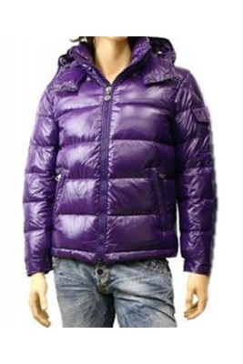 Moncler Maya Winter Down Jacket Mens Short Glossy Zip Purple