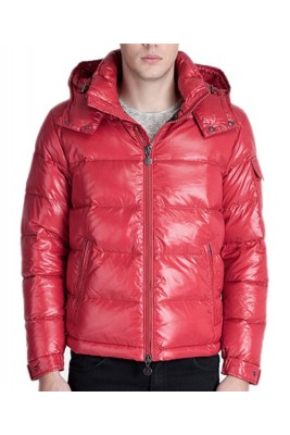 Moncler Maya Winter Down Jacket Mens Short Glossy Zip Red
