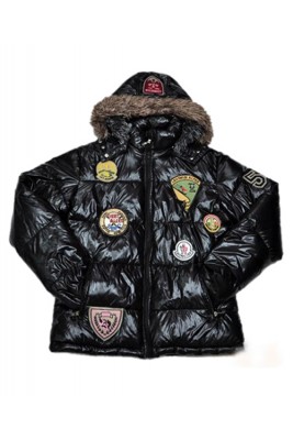 Moncler Multiple Logo Men And Women Down Jacket Hooded Black