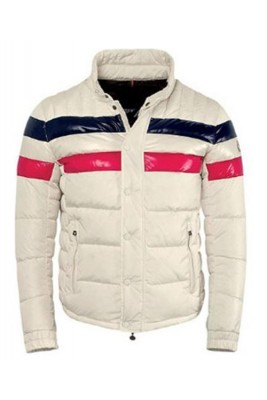 Moncler Striped Technical Menuire Mens Jacket Beige Short