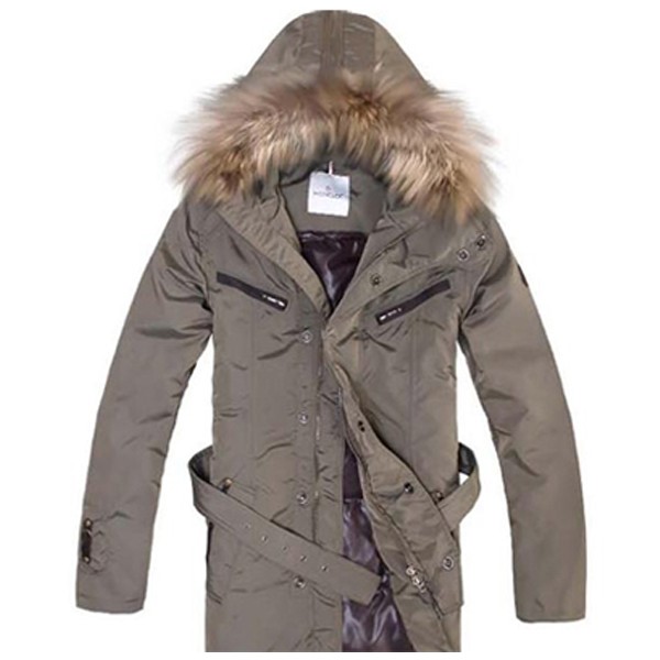 Moncler Coat Men Hooded Fur Collar Brown