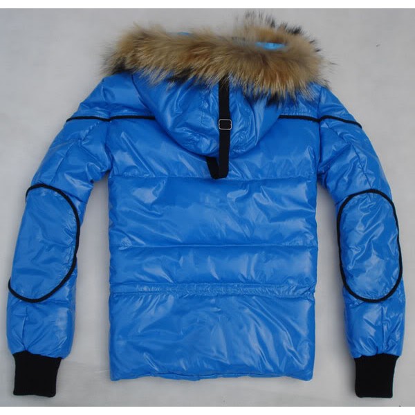 Moncler Mosaic Down Jackets Mens With Hooded Zip Blue
