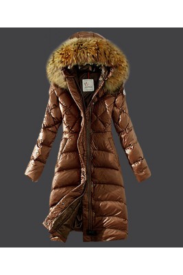 2016 Moncler Down Coat Women Hooded Windproof Coffee