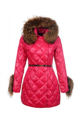 2016 Moncler Coat For Women Hooded With Belt Rose